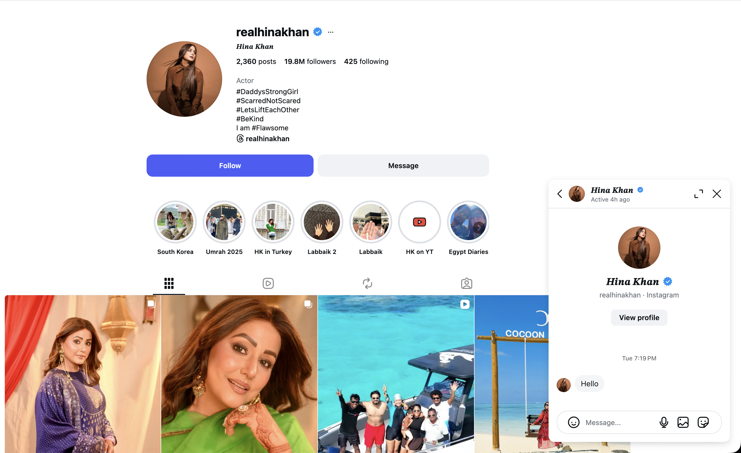 Hina Khan Instagram DM
